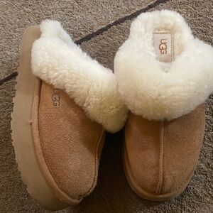 UGG Brown and Cream Shearling Slippers